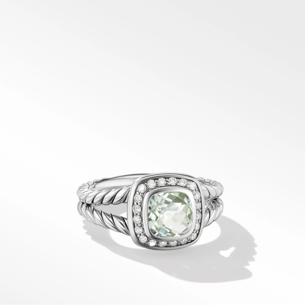 David Yurman Petite Albion Ring with Prasiolite and Pavé Diamonds
